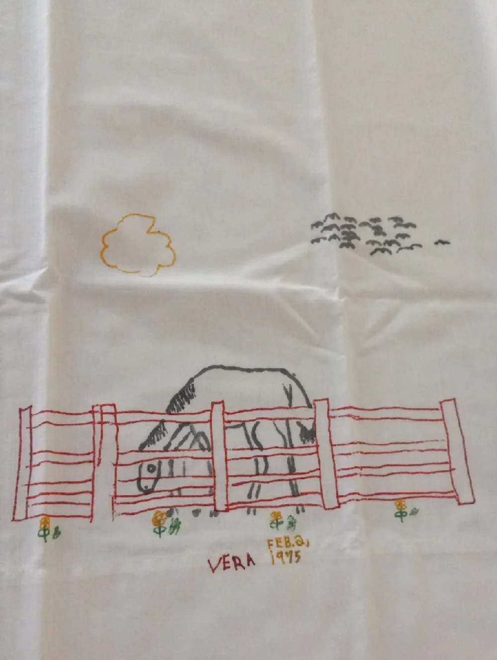 Vintage 1970’s Child Art Pillow Cases. Set Of 3